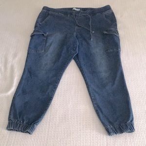 Blue Jean Jogger Women Pants drawstring Stretchy plus 20W inseam 27in